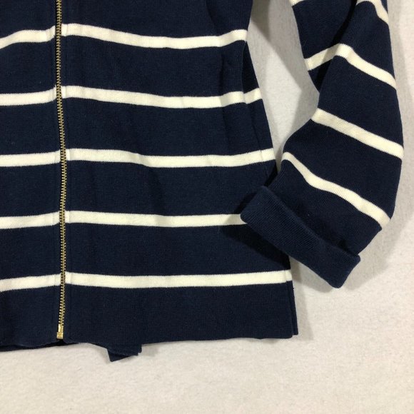 Chaps Jacket Womens Large Stripe Asymmetrical Knit Moto Sweater Jacket NEW $99 - Picture 4 of 13